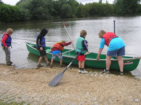 Launching canoes