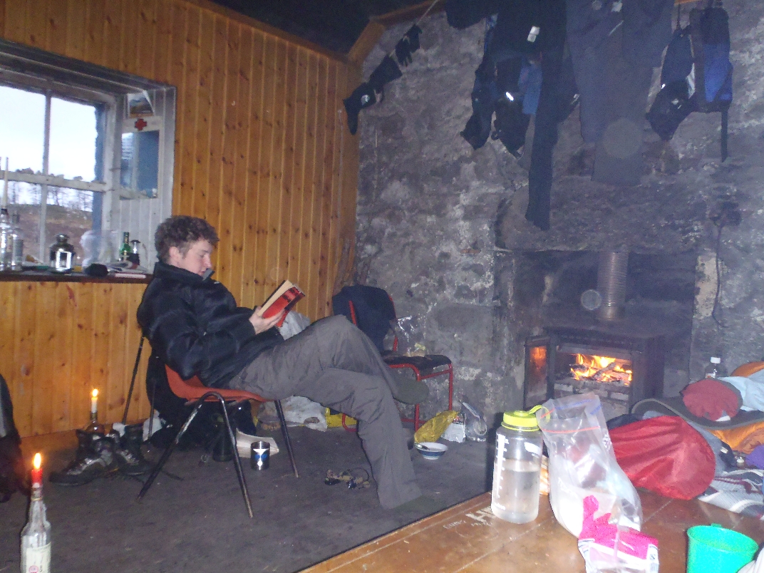Inside Ben Alder Cottage